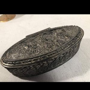 Jewelry Box JB Victorian Oval Metal Trinket casket